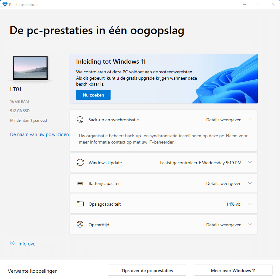 Windows 11 pc informatie